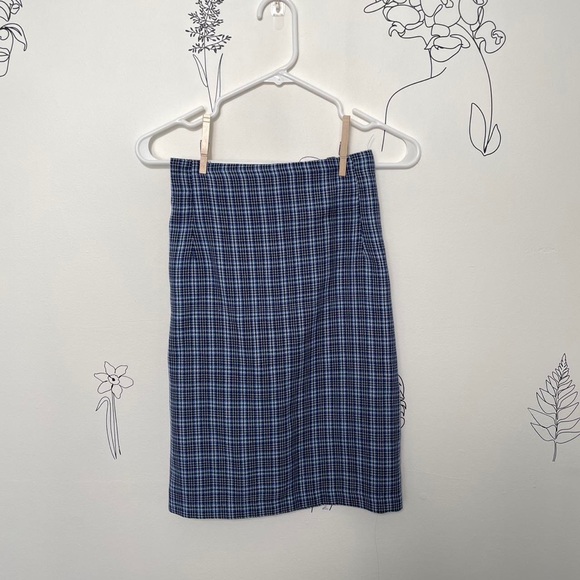 Vintage 90s Blue Plaid Skirt BEWARE - Picture 3 of 4